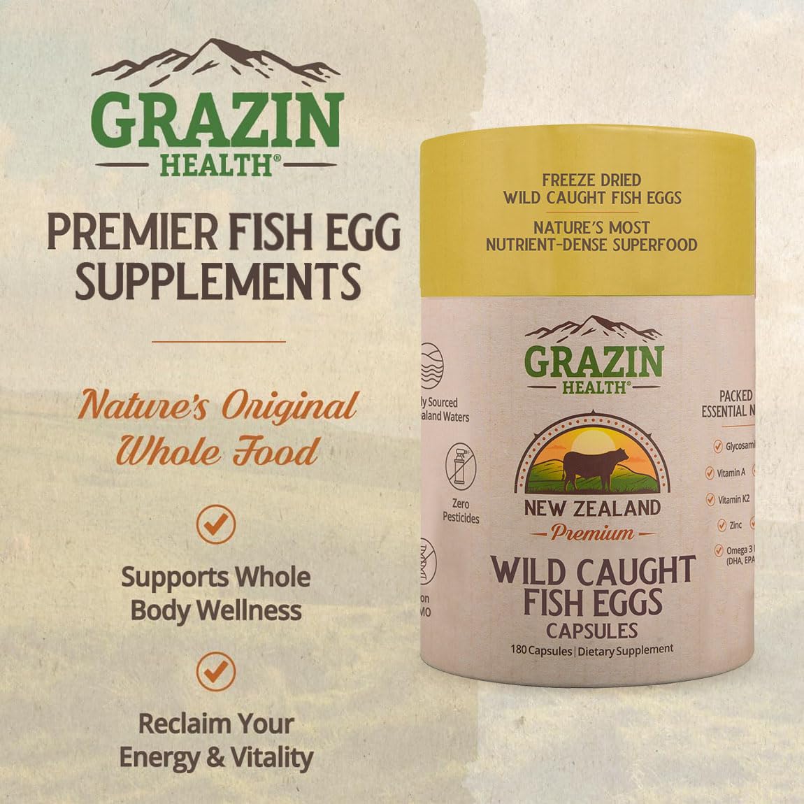 Grazin Health brain function support with DHA from fish eggs