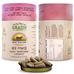 Grazin Health Her Power capsules packshot for daily nutrient support