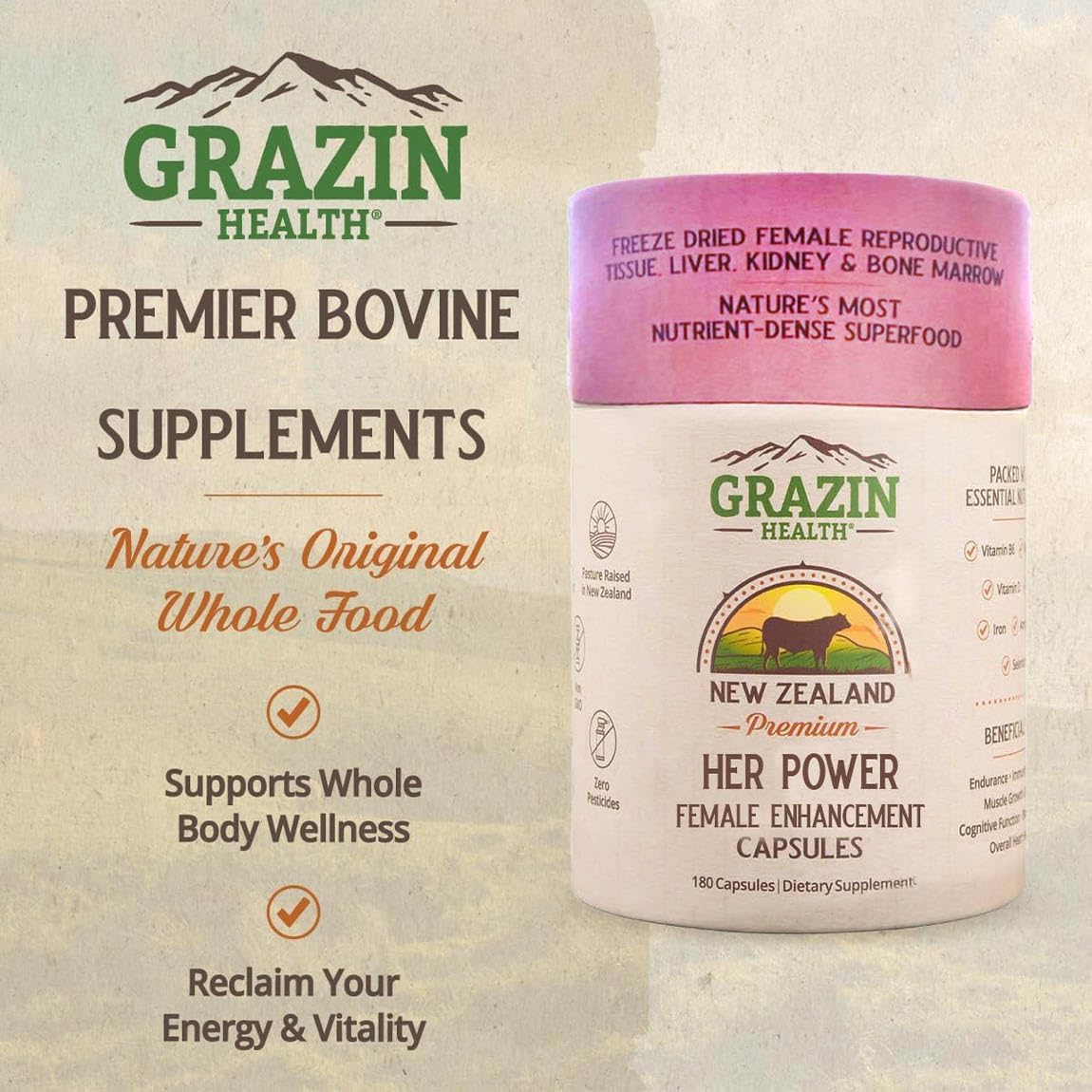Grazin Health Her Power serving size illustration for consistency