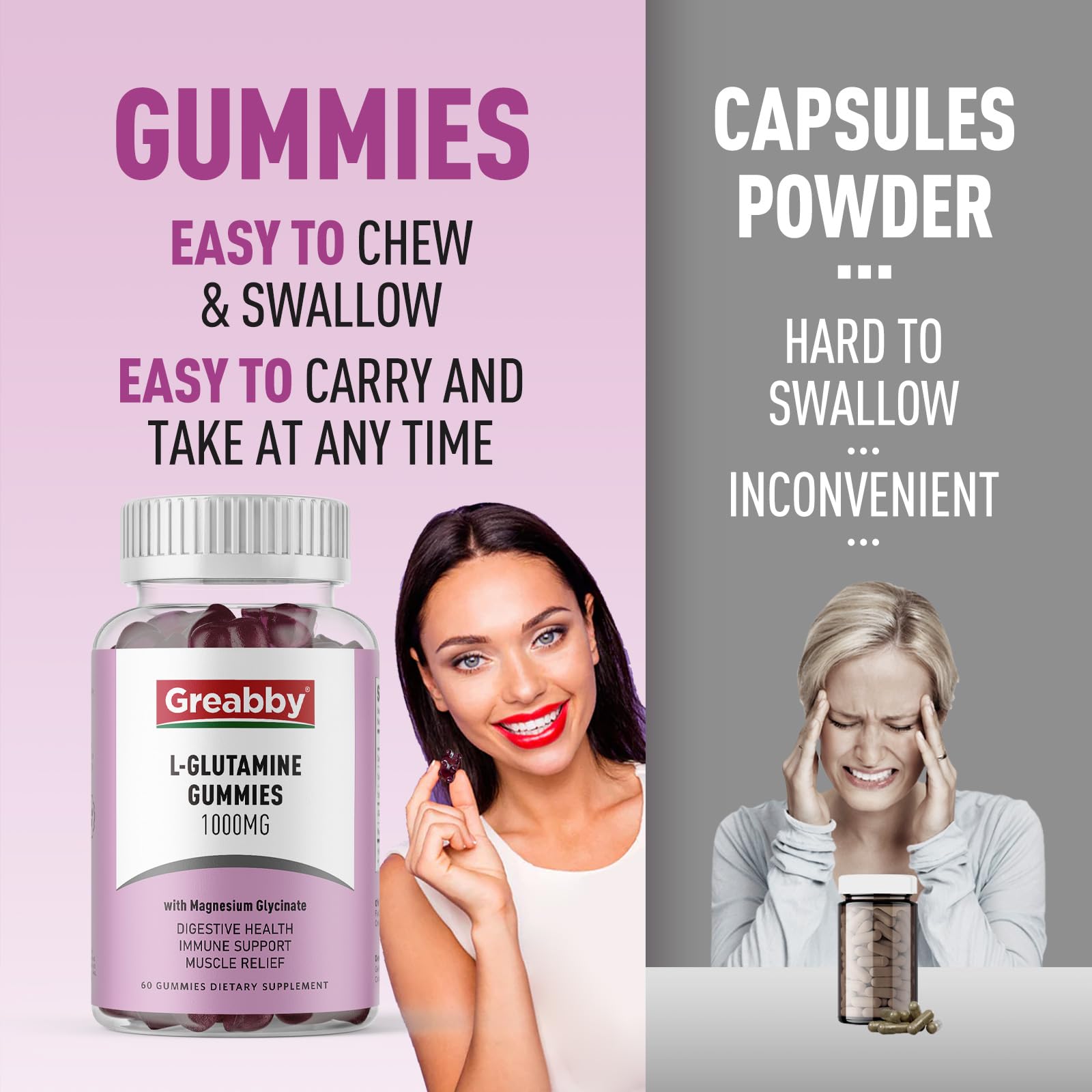 GREABBY L-Glutamine gummies family-friendly use at home