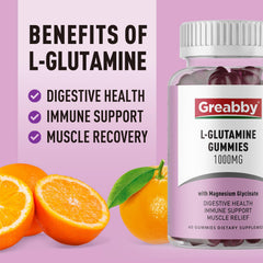 GREABBY L-Glutamine gummies natural mixed-berry flavor photo showcasing tasty daily chew