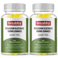 GREABBY potassium gluconate 1000 mg bottle supports daily electrolyte balance for active adults.