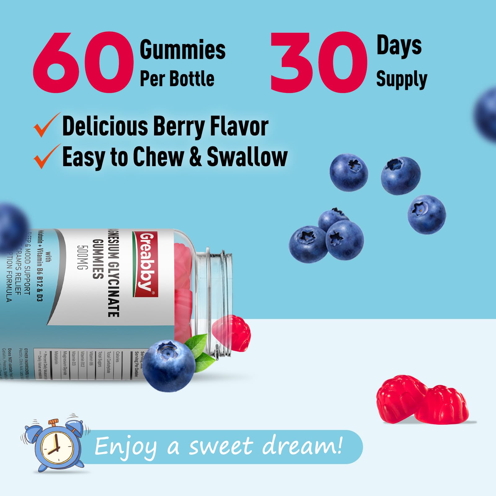Greabby gummies with vitamins D3 B6 B12 on label