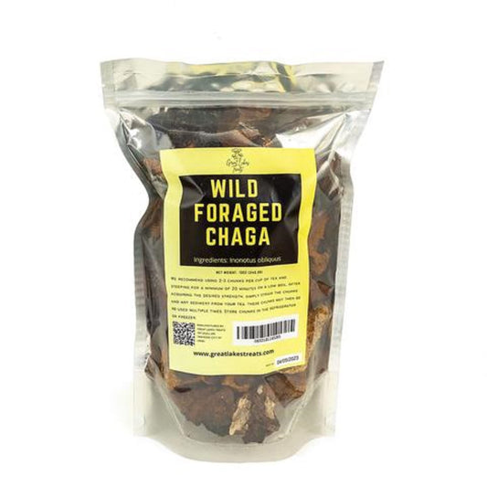Great Lakes Treats Chaga chunk, sun-dried for tea and beverages.