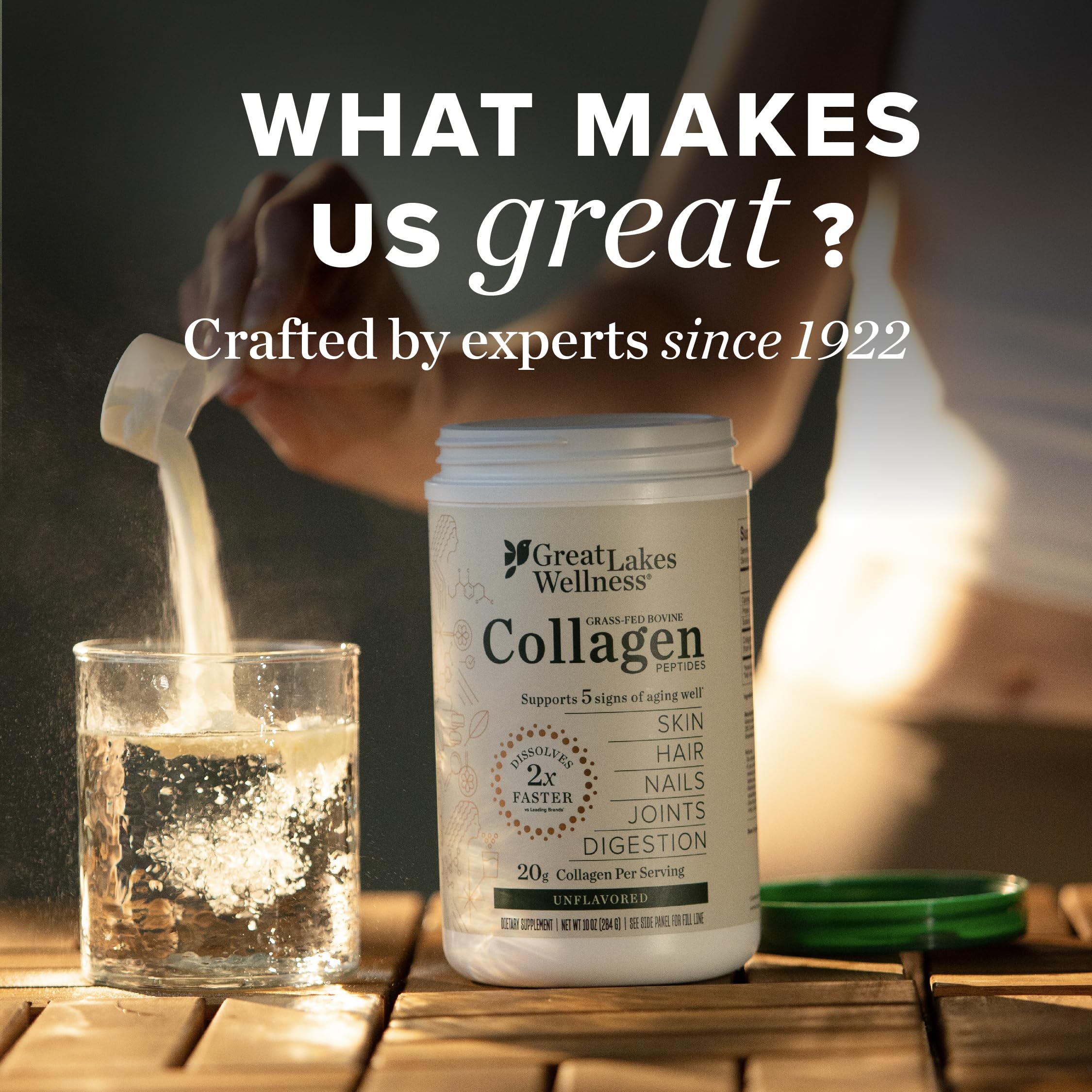Great Lakes Wellness Collagen Peptides front label closeup