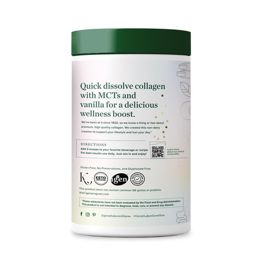 Great Lakes Wellness Keto Boost vanilla powder close-up for flavor and MCT energy