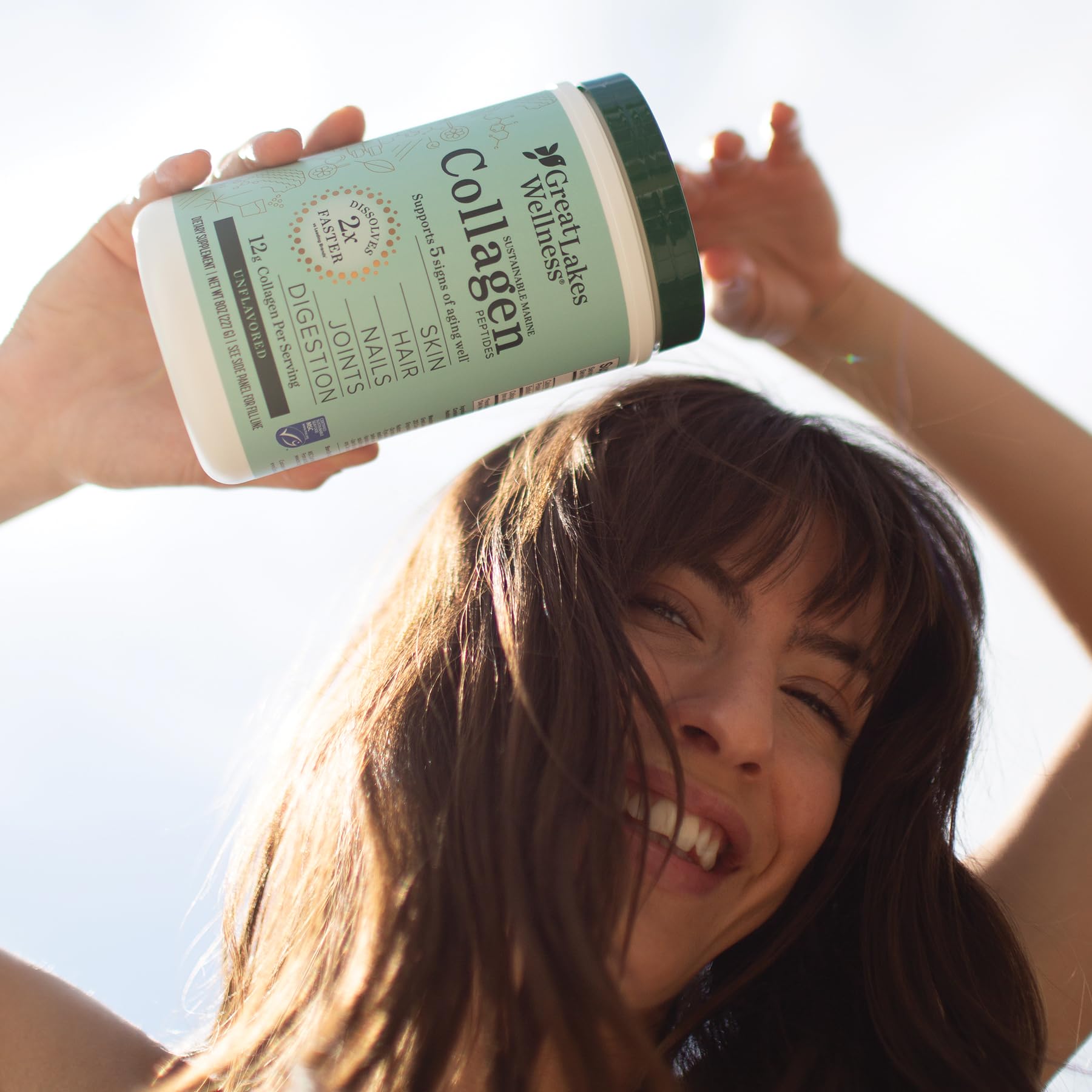 Great Lakes Wellness single-serve pack ready to mix with your drink.