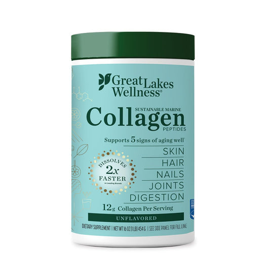 Great Lakes Wellness marine collagen bottle pour for quick drink mixing