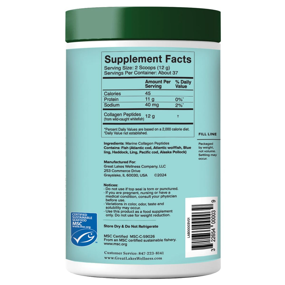 Great Lakes Wellness unflavored hydrolyzed collagen powder texture and mixability