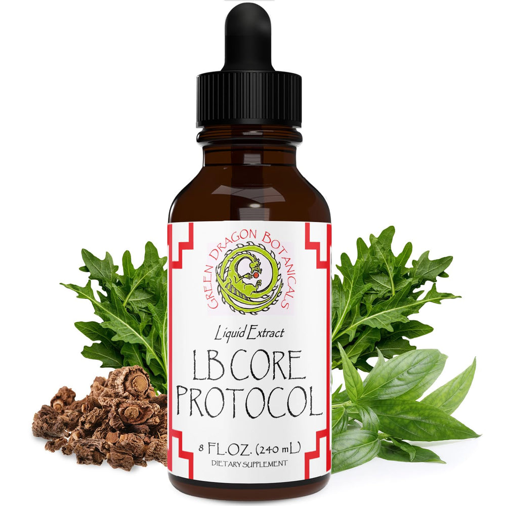 Green Dragon Botanicals LB CORE bottle front for daily immune support.
