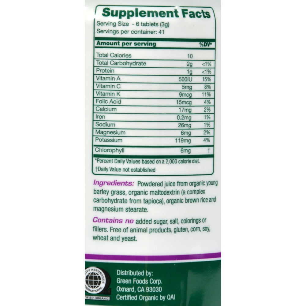 Green Foods Green Magma barley grass juice powder box highlighting organic, gluten-free vegan supplement.