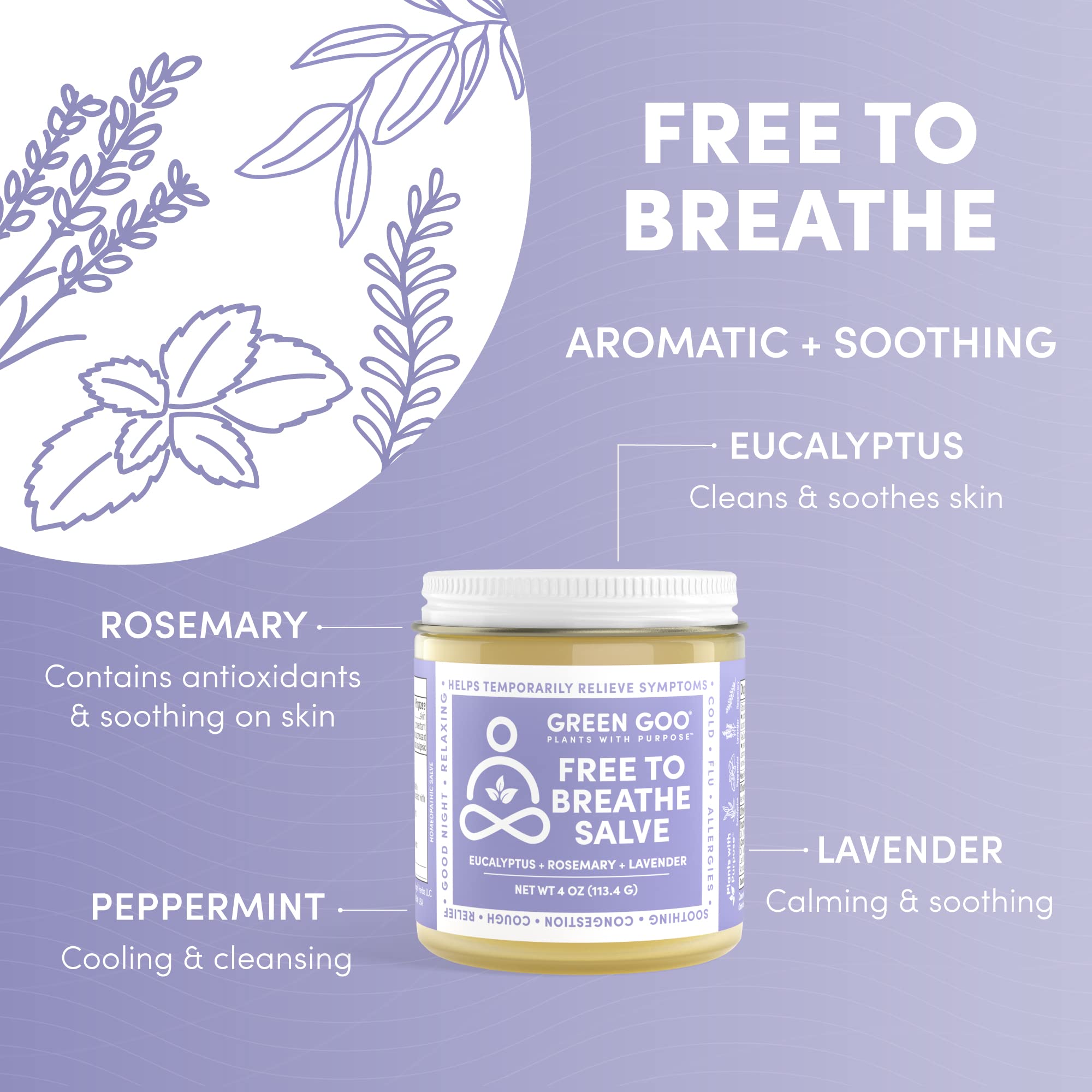 Green Goo Free To Breathe application under the nose for easier breathing.