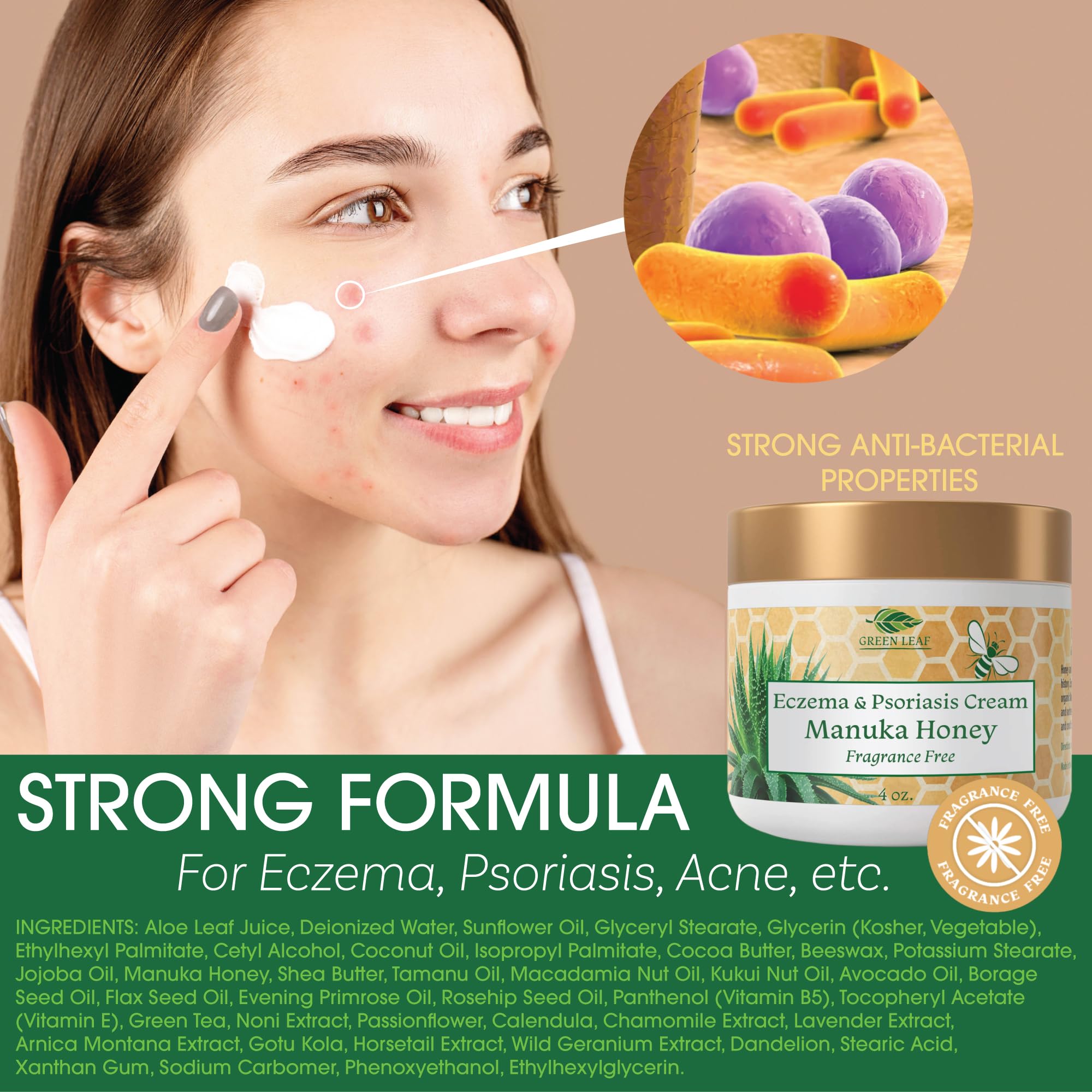 Close-up of texture for Green Leaf Naturals fragrance-free moisturizer with light finish