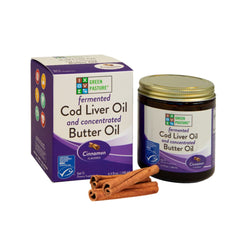 Green Pasture cod liver butter gel bottle offers convenient daily omega-3 source.