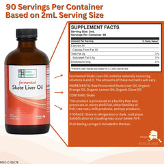 Green Pasture liquid skate liver oil syringe indicates precise daily measurement.