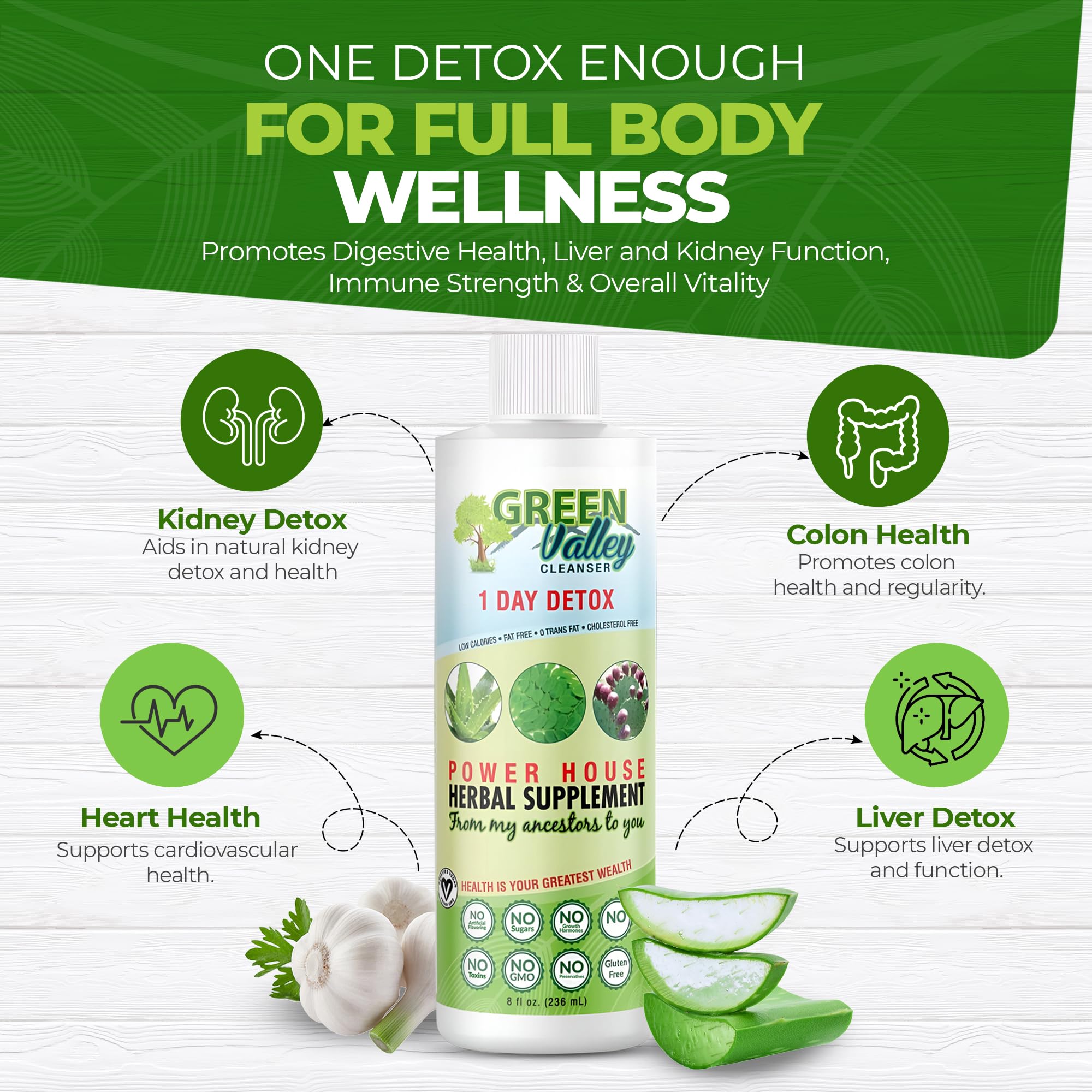 Green Valley Cleanser aloe vera slice signals soothing digestion support.