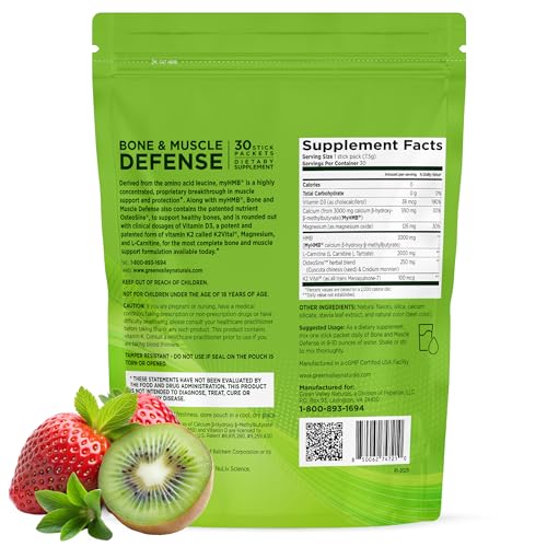 Green Valley Naturals Bone and Muscle Defense back label showing ingredients.