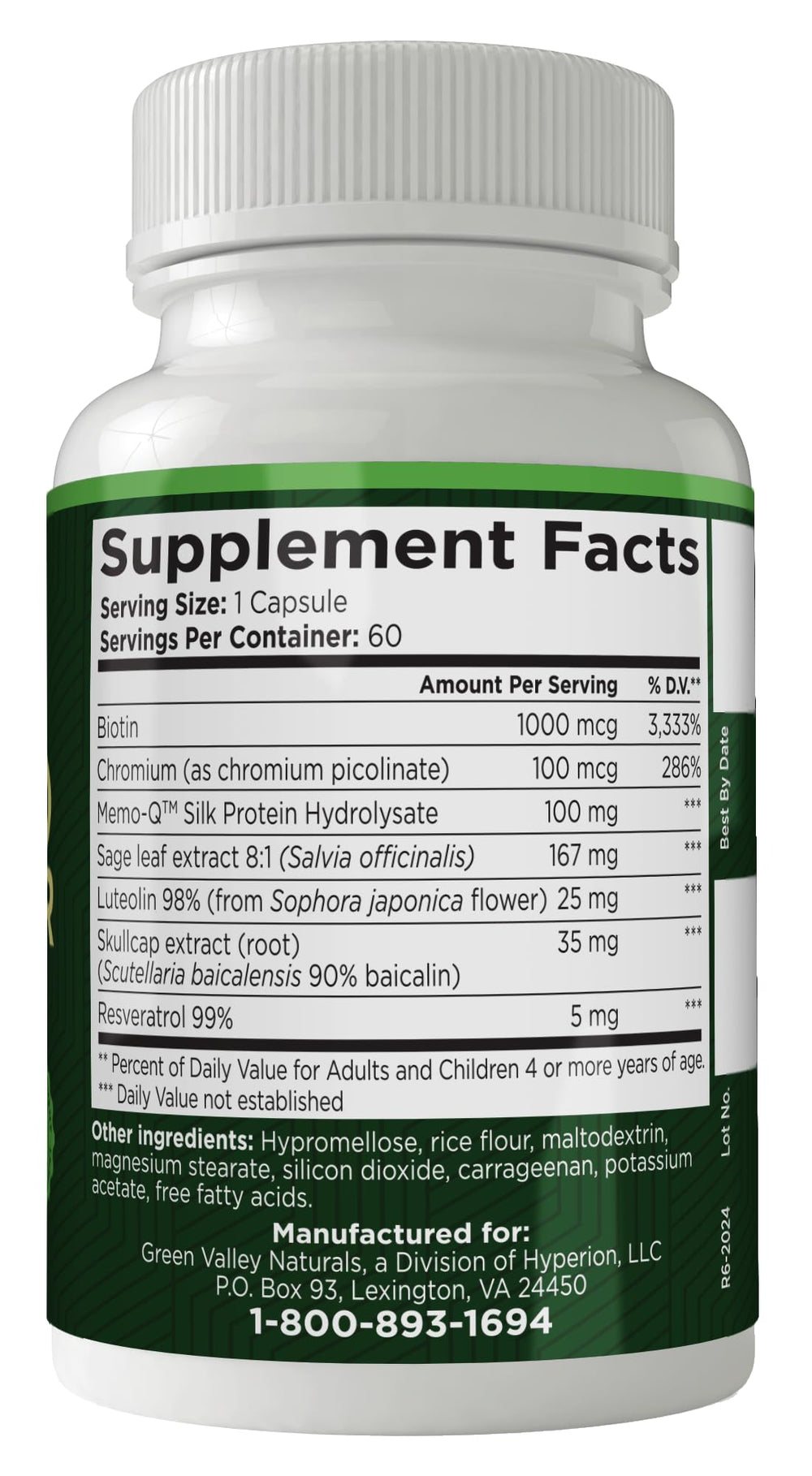 Green Valley Naturals bottle with capsules ready to take with water