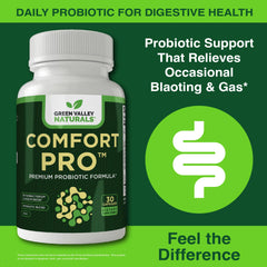 Closeup of ComfortPro capsules showing zinc blend for gut health.