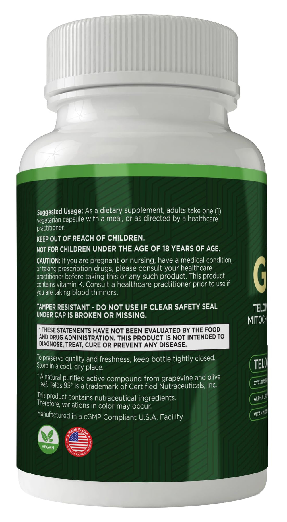 Vitamin D3 and K2 MK-7 on the Genesis bottle for calcium utilization.
