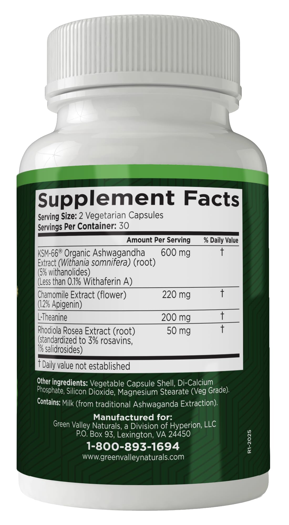 GREEN VALLEY NATURALS My Sleep Miracle label highlighting vegan, melatonin-free formula