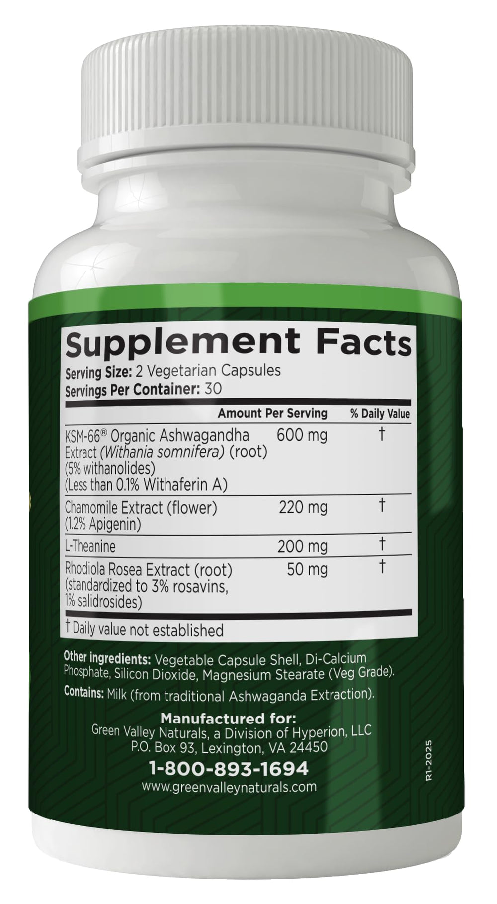GREEN VALLEY NATURALS My Sleep Miracle label highlighting vegan, melatonin-free formula
