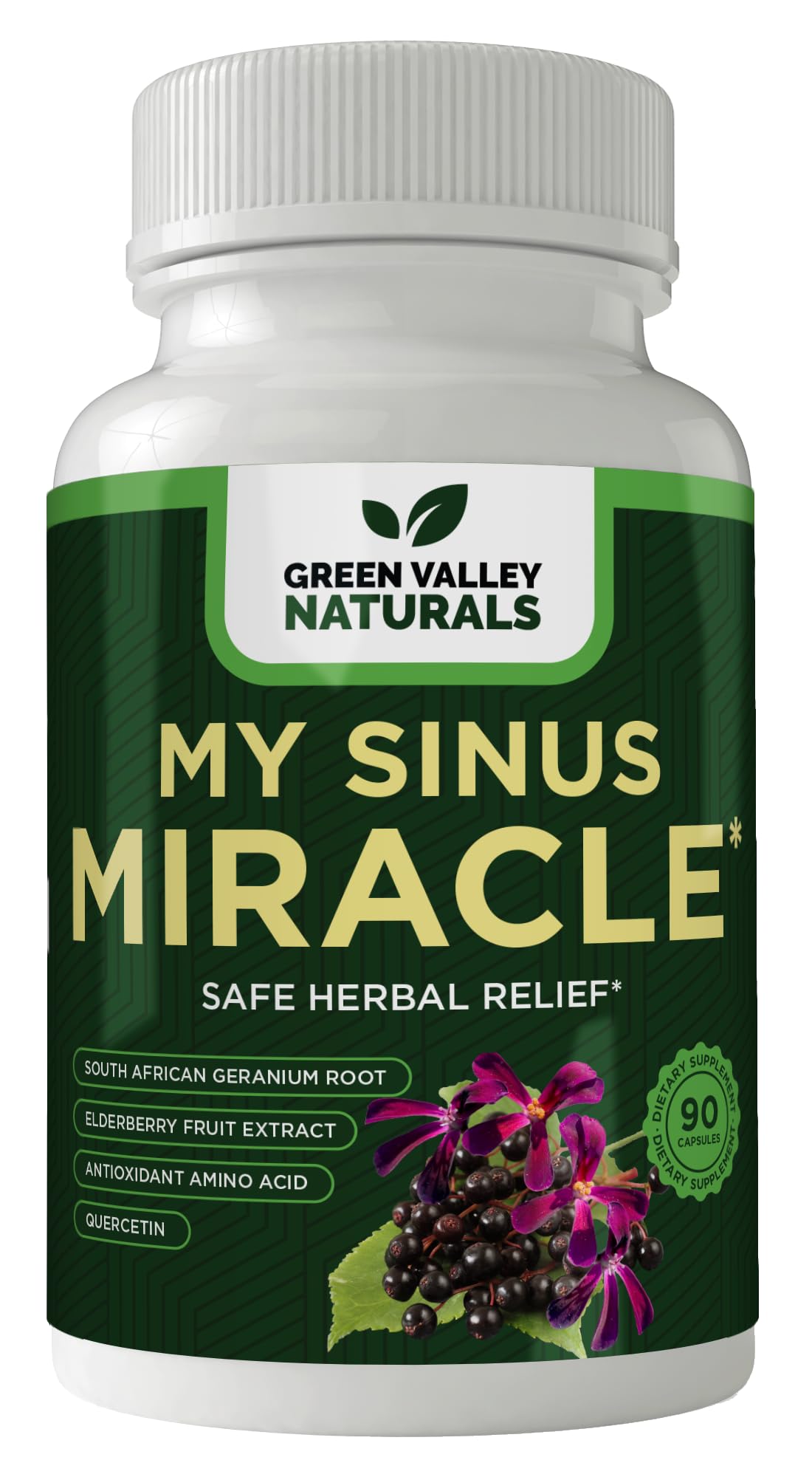 Green Valley Naturals My Sinus Miracle bottle front for daily sinus support.