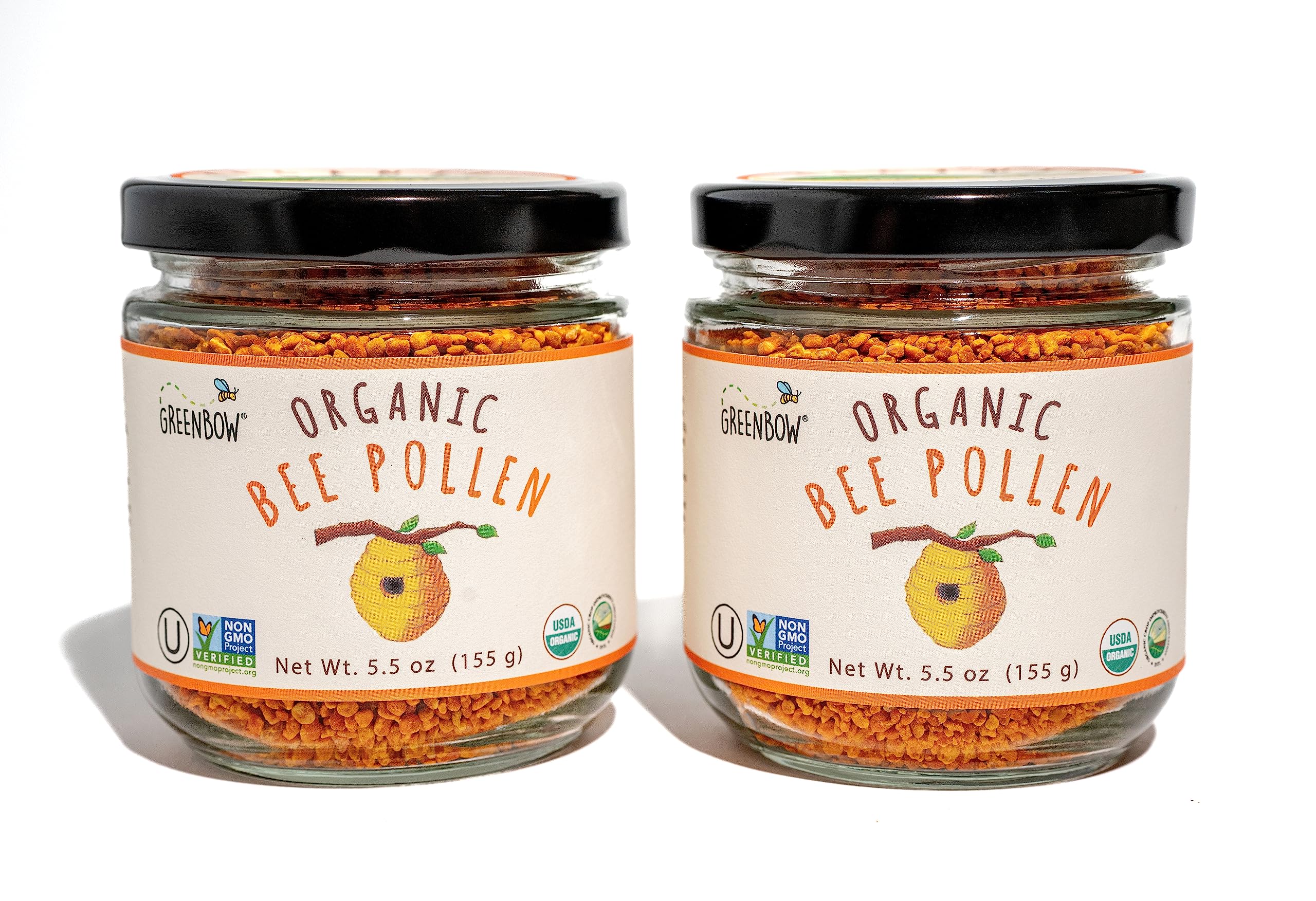 Greenbow Organic Bee Pollen jar front – pure, versatile for breakfast bowls.