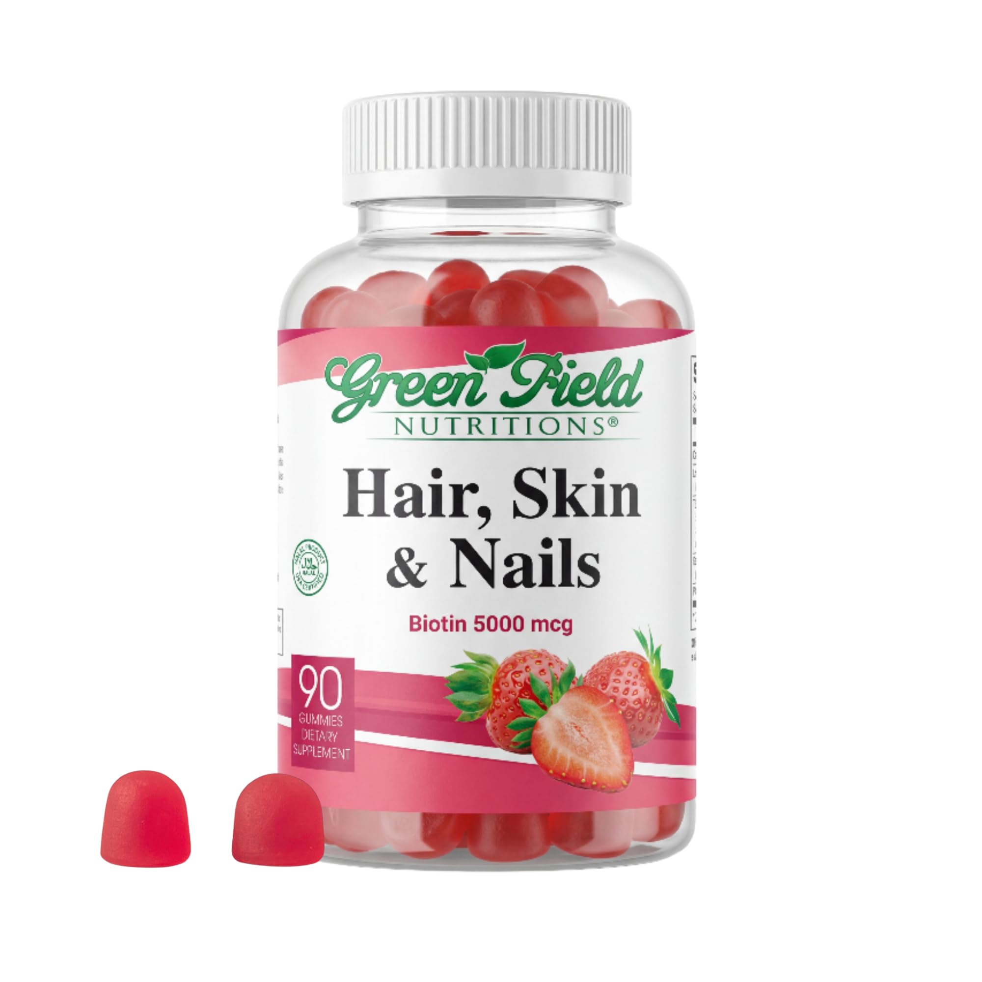 Greenfield Nutritions halal biotin gummies bottle for convenient daily support.