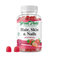 Greenfield Nutritions halal biotin gummies bottle for convenient daily support.