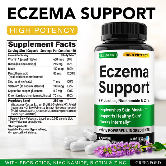 Greenford Eczema Support capsules ready to support healthy skin