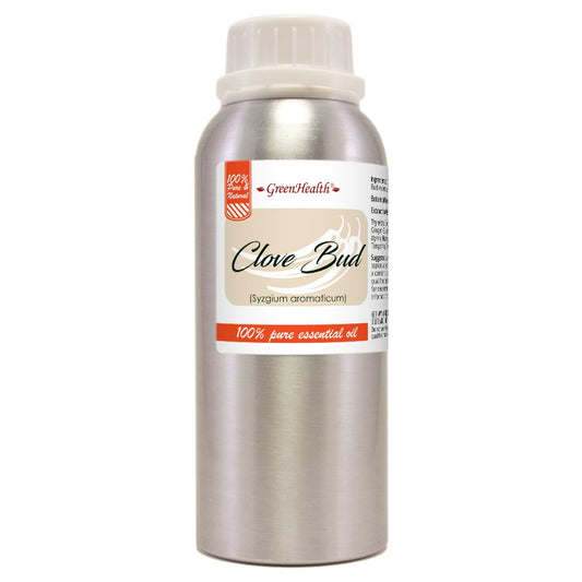 GreenHealth Clove Bud Essential Oil in an 8 oz bottle showcasing purity.