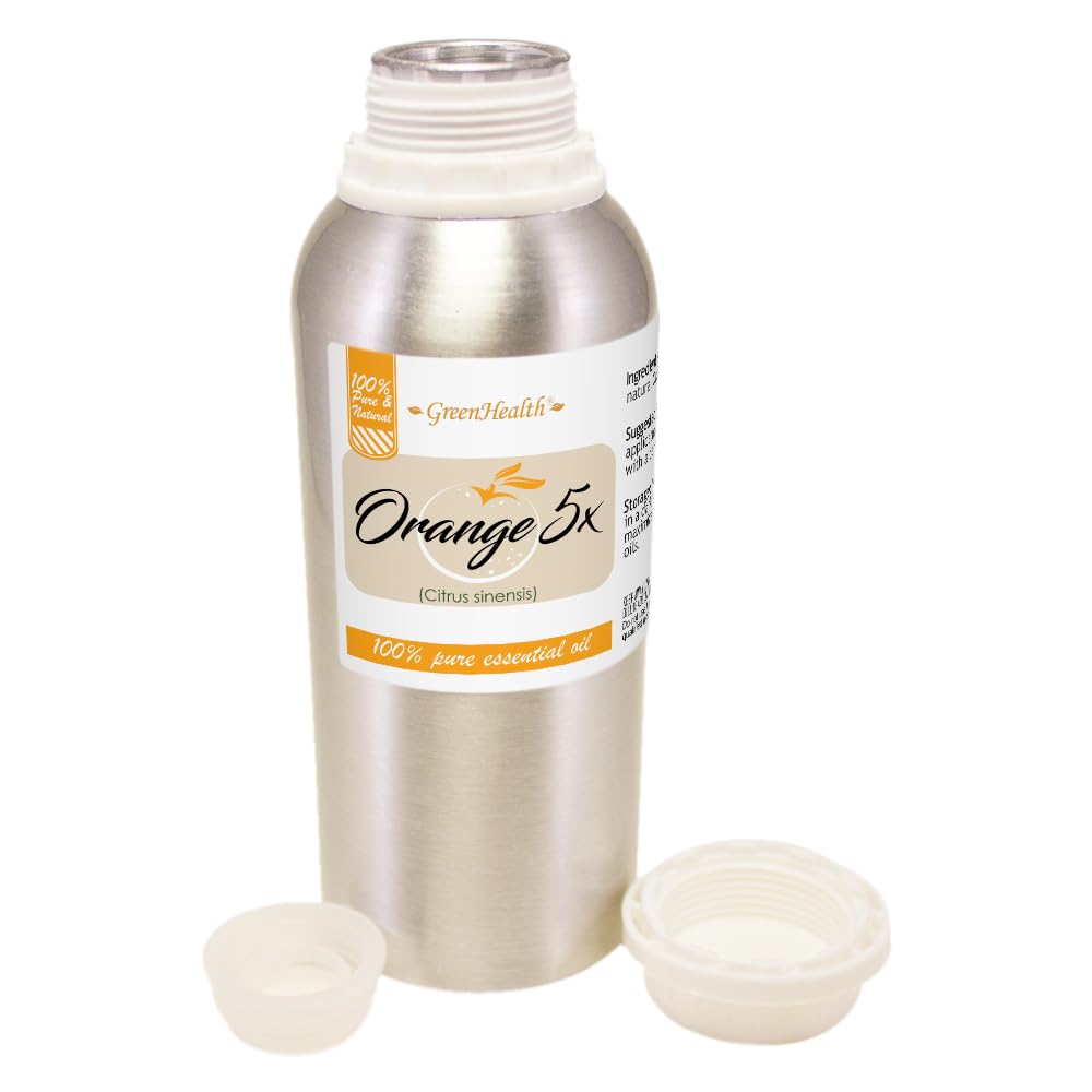 GreenHealth Orange 5X essential oil plug cap closeup shows secure seal