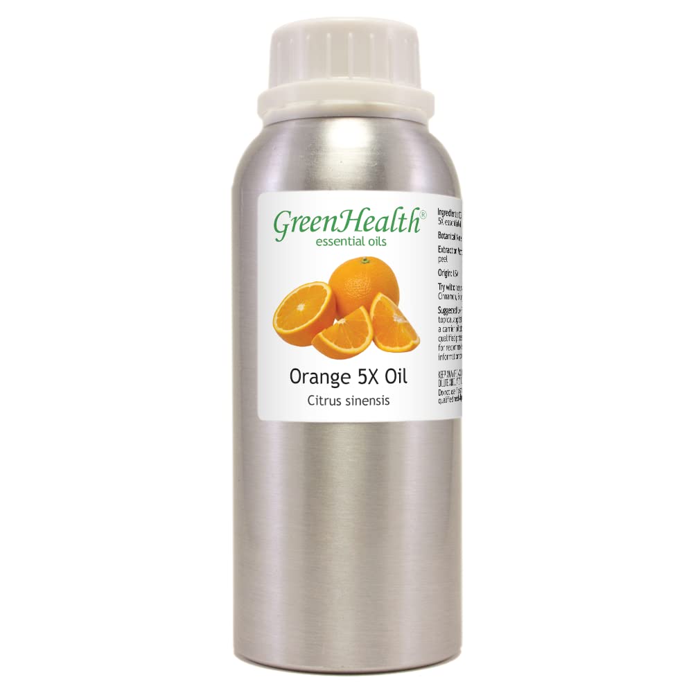 GreenHealth Orange 5X essential oil pour spout closeup for precise pouring