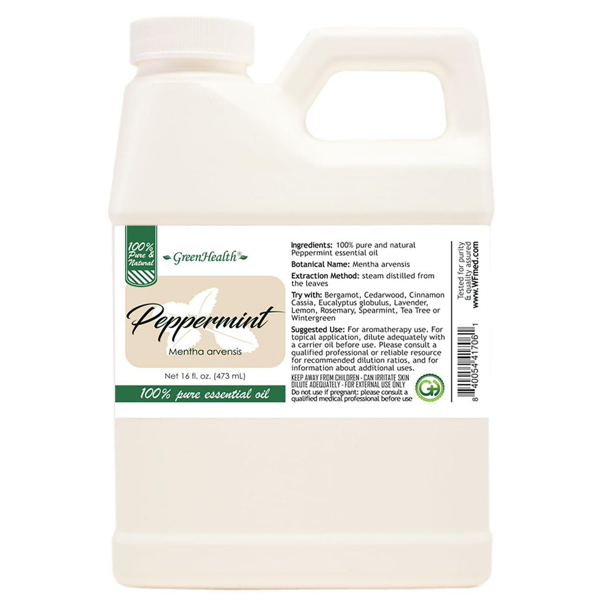 GreenHealth Peppermint Oil 16oz bottle for aromatherapy and DIY blends