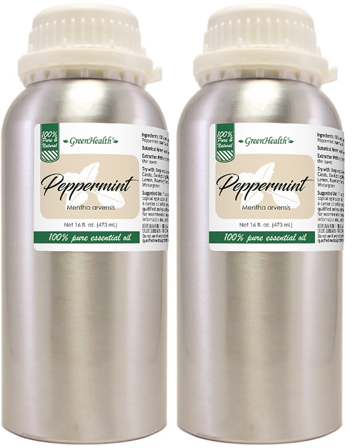 GreenHealth Peppermint essential oil bottle ready for diffusers, delivering a refreshing aroma.