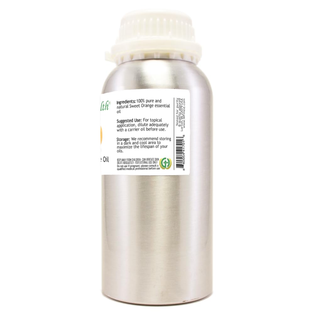 GreenHealth Sweet Orange essential oil label clearly shows purity and batch transparency