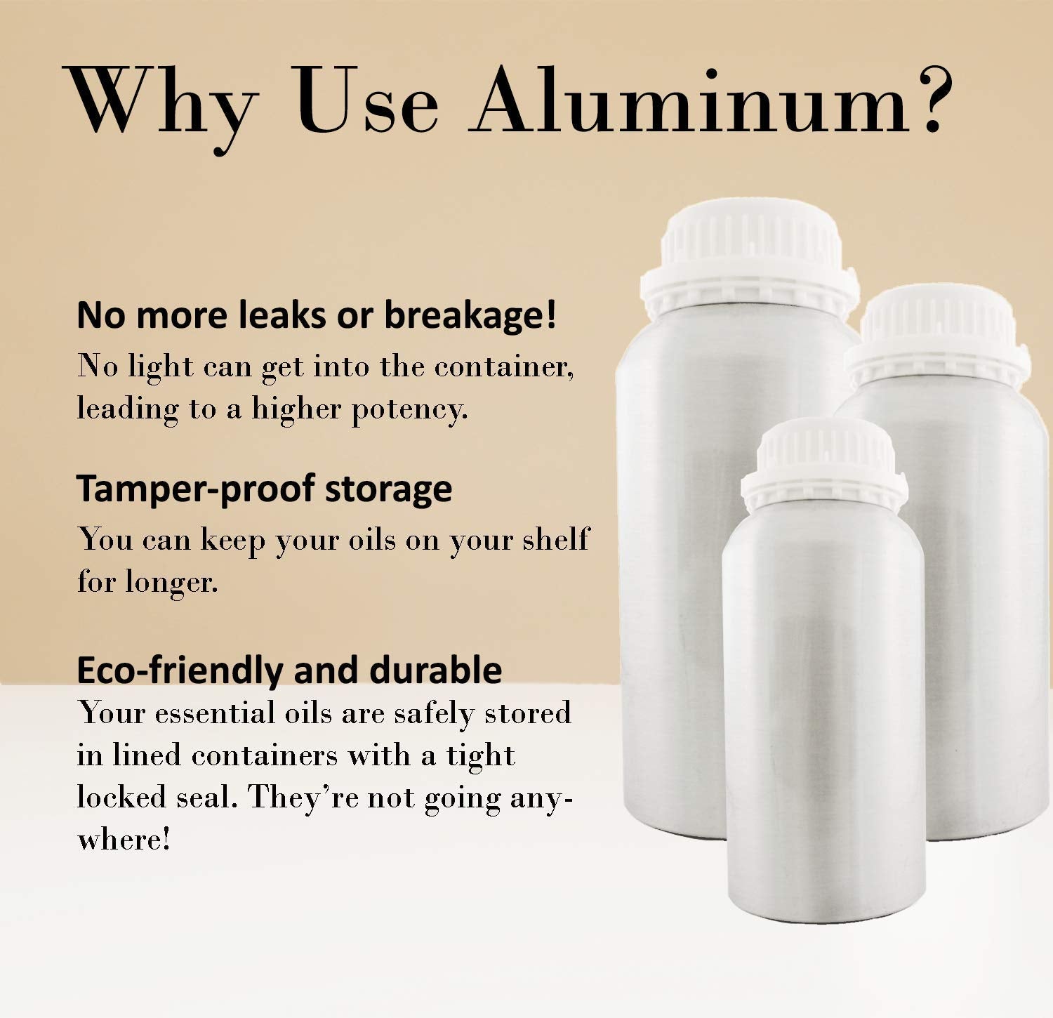 Aluminum bottle preserves freshness and protects from light