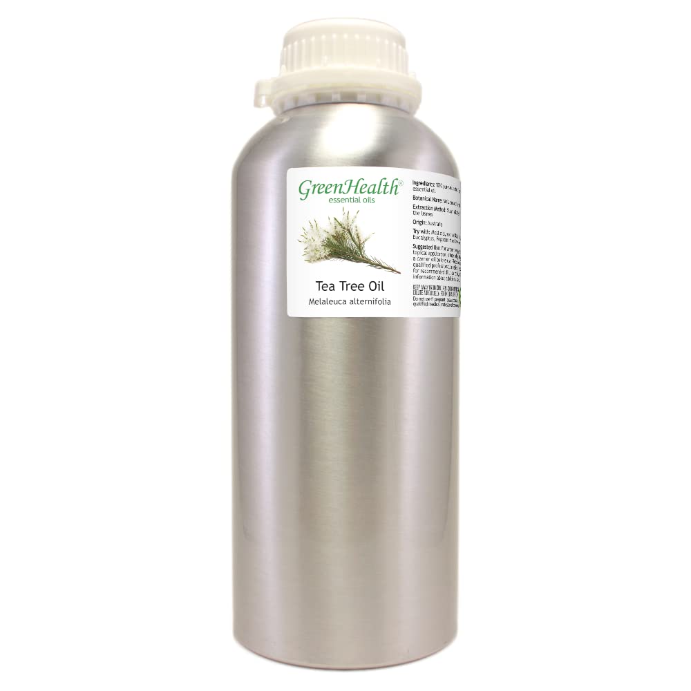 Cap open view of GreenHealth Tea Tree Oil bottle for easy pouring