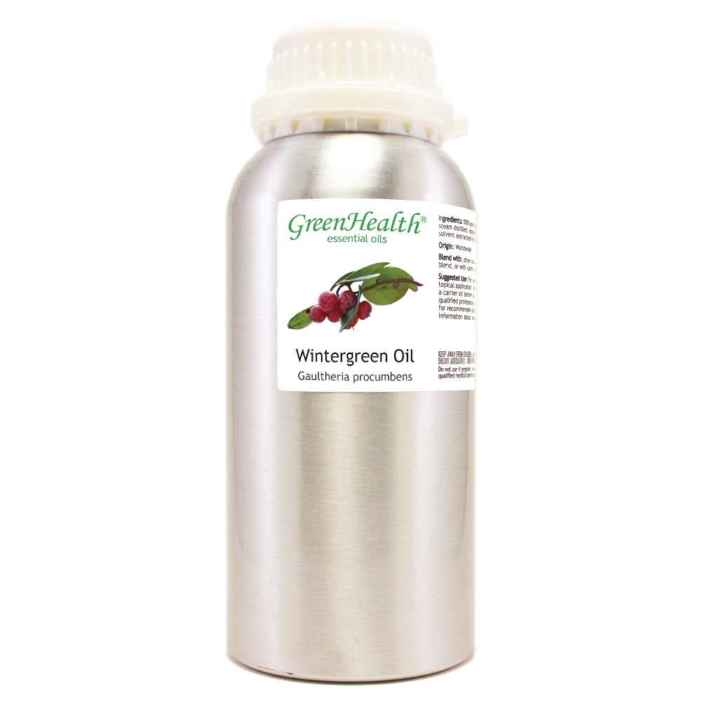 GreenHealth Wintergreen oil bottle close-up shows a sturdy, leak-free cap.