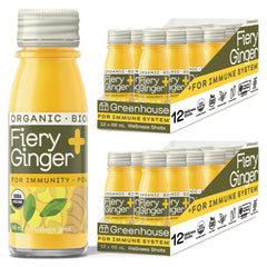 Greenhouse Juice Co. Fiery Ginger Shot bottle close-up for on-the-go wellness moments