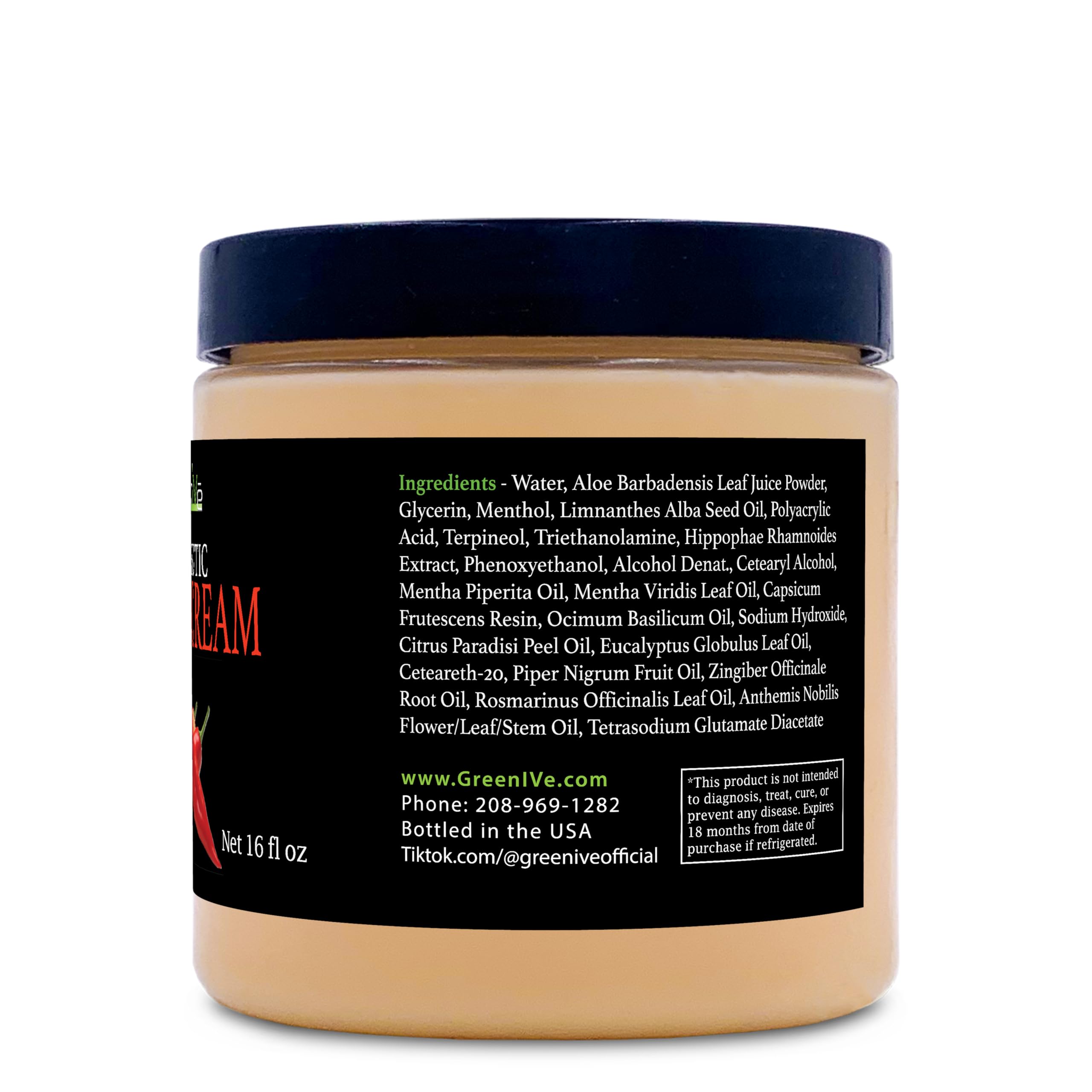 Hands applying GreenIVe Hot Cream Massage Lotion during a muscle massage session.