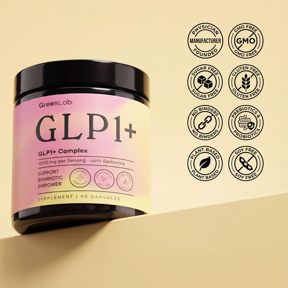 GreenLab GLP-1 inulin and probiotic blend visual emphasis for digestion.
