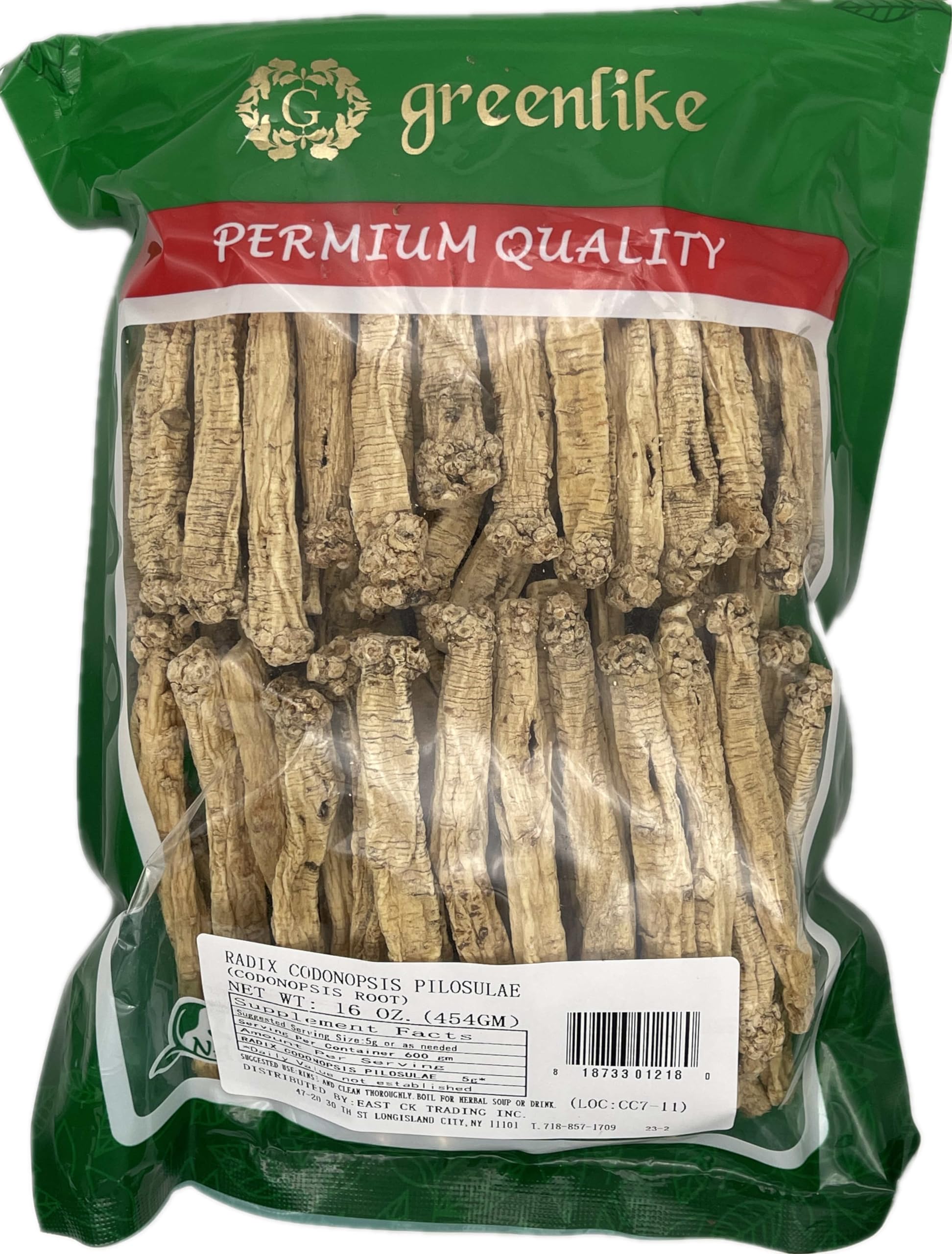 Greenlike Radix Codonopsis root bulk packaging emphasizes freshness and resealability.