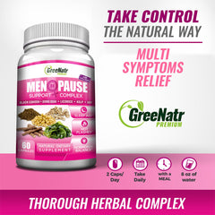 GreeNatr black cohosh herbs bottle emphasizes multi-symptom support.