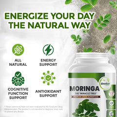 GreeNatr moringa leaves highlight natural source of vitamins and minerals.