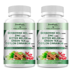 GREENPEOPLE berberine supplement bottle with bold label for convenient daily use.