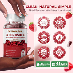 GREENPEOPLE Cortisol Gummies Raspberry morning routine in a calm setting