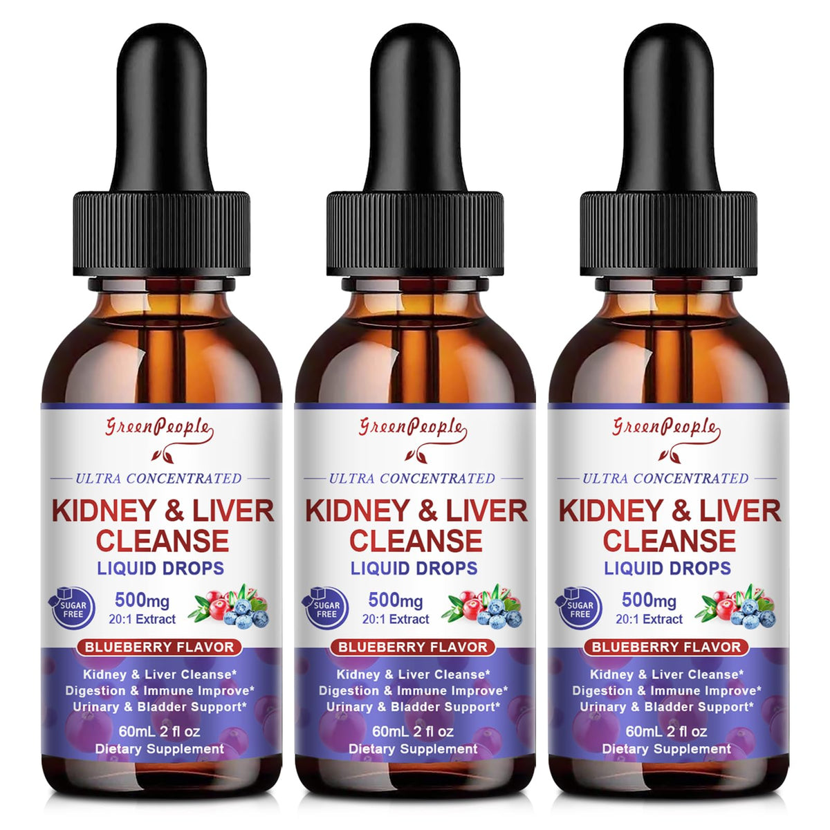 GREENPEOPLE Kidney Cleanse bottle highlighting a potent urinary support blend.