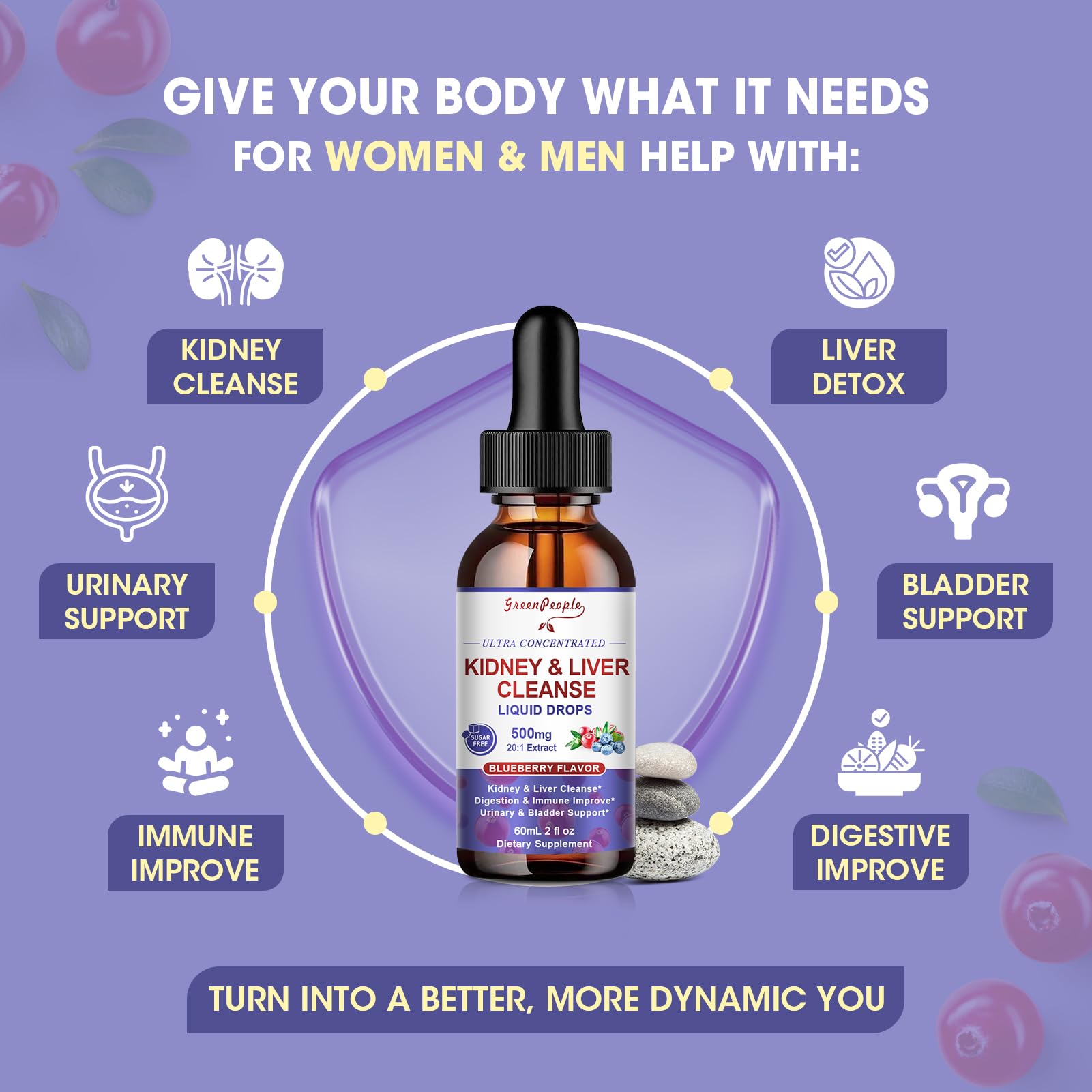 GreenPeople Kidney Cleanse cranberry extract visual, emphasizing natural cranberry support.